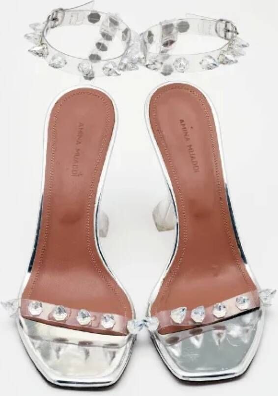Amina Muaddi Pre-owned Plastic sandals Gray Dames