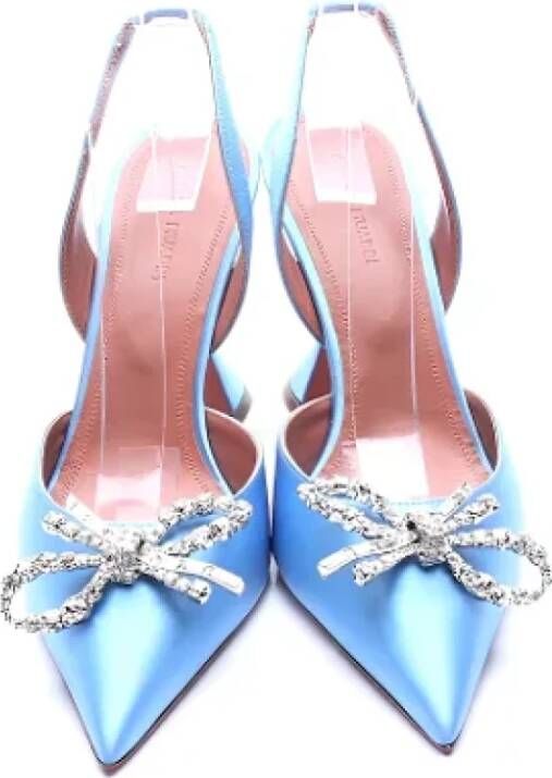 Amina Muaddi Pre-owned Satin heels Blue Dames