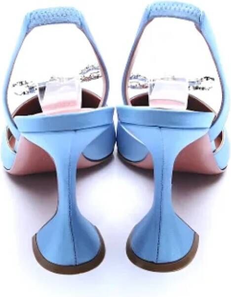 Amina Muaddi Pre-owned Satin heels Blue Dames