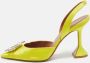 Amina Muaddi Pre-owned Satin heels Yellow Dames - Thumbnail 2