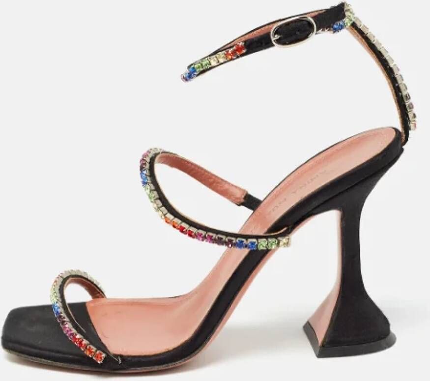 Amina Muaddi Pre-owned Satin sandals Black Dames