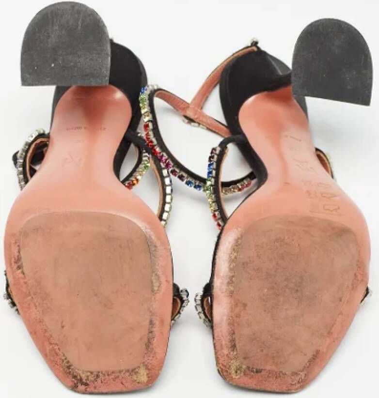 Amina Muaddi Pre-owned Satin sandals Black Dames
