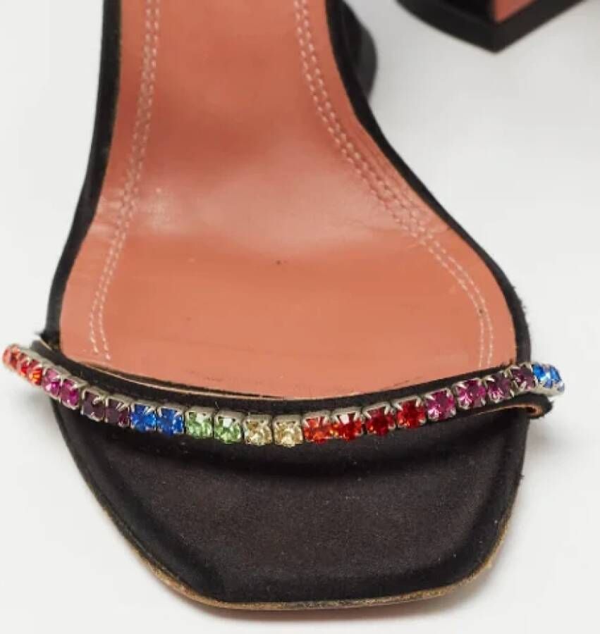 Amina Muaddi Pre-owned Satin sandals Black Dames