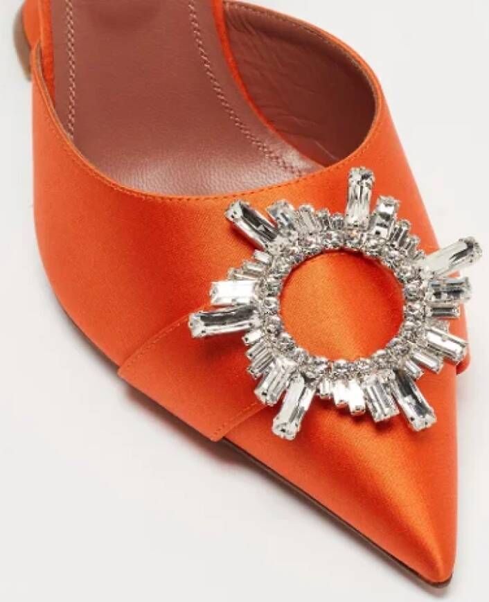 Amina Muaddi Pre-owned Satin sandals Orange Dames