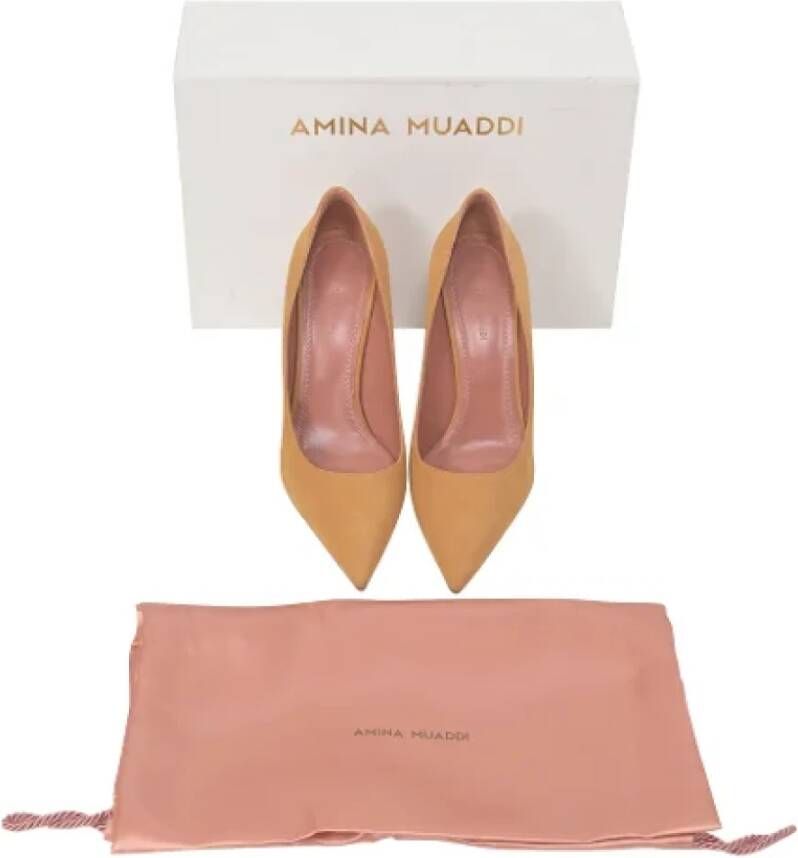 Amina Muaddi Pre-owned Suede heels Brown Dames