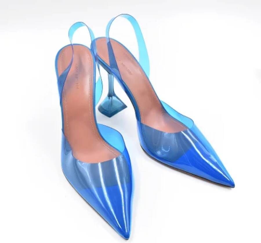 Amina Muaddi Pre-owned Vinyl heels Blue Dames