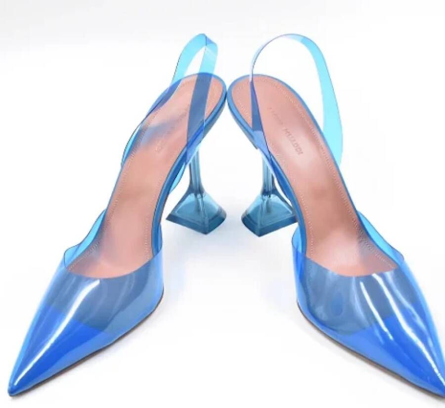Amina Muaddi Pre-owned Vinyl heels Blue Dames
