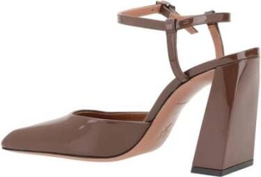 Amina Muaddi Pumps met sculpturale hak en enkelband Brown Dames