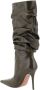Amina Muaddi Ruffled-Effect Stiletto Heel Enkellaarzen Brown Dames - Thumbnail 3