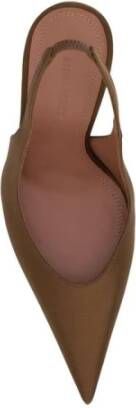 Amina Muaddi Satin Slingback Stiletto Heel Pumps Brown Dames