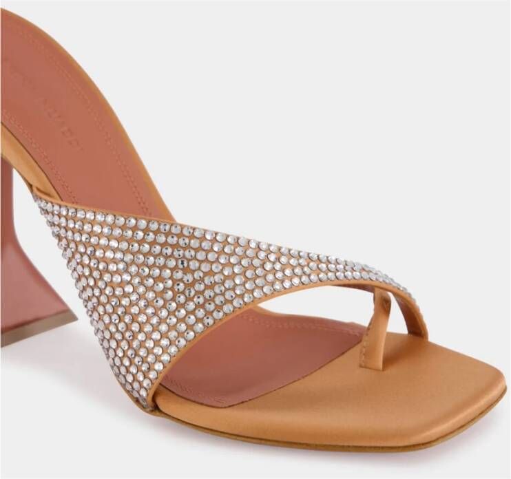 Amina Muaddi Satin Slipper met Kristallen en Transparante Hak