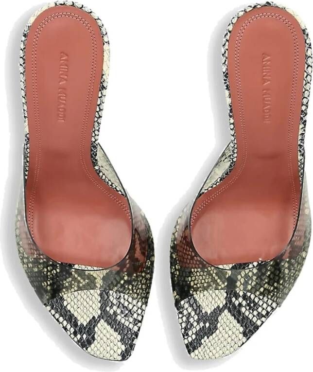 Amina Muaddi Slange Sandalen met Transparante Stiletto Hak