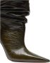 Amina Muaddi Ruffled-Effect Stiletto Heel Enkellaarzen Brown Dames - Thumbnail 5