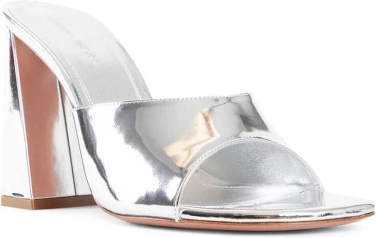 Amina Muaddi Zilveren Slip-On Spiegel Muiltjes