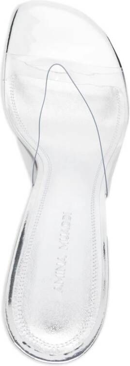 Amina Muaddi Zilverkleurige sculpted hak open teen schoenen