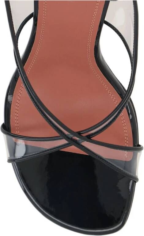 Amina Muaddi Zwarte Leren Sandalen