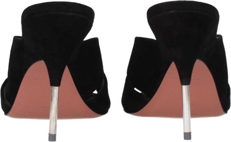 Amina Muaddi Zwarte leren stilettohak sandalen
