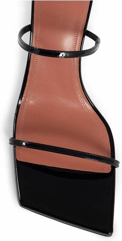 Amina Muaddi Zwarte leren vierkante neus sandalen