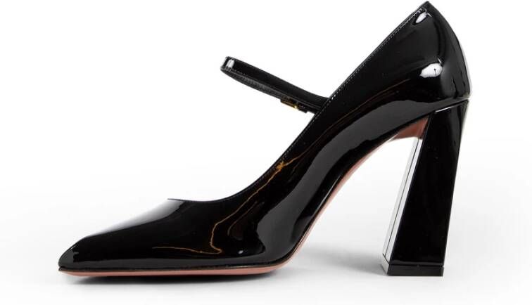 Amina Muaddi Zwarte Patent Mary Jane Blokhak Black Dames