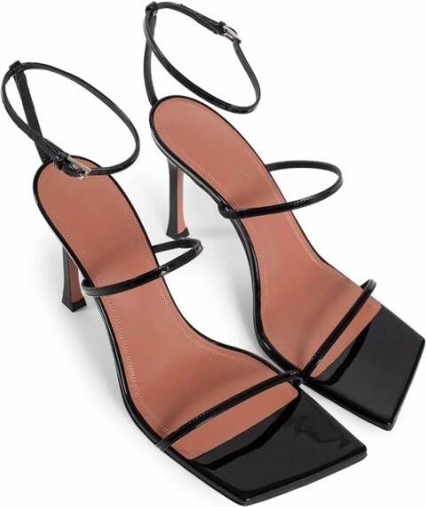 Amina Muaddi Zwarte Sandalen met Vierkante Neus