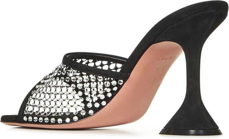 Amina Muaddi Zwarte Sandalen met Zandloper Hak