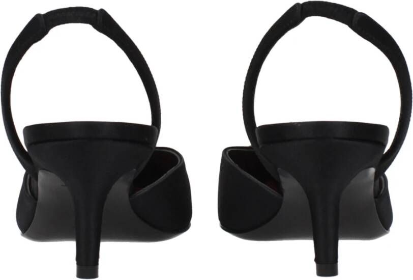 Amina Muaddi Zwarte Satijnen Stiletto Hak Sandalen