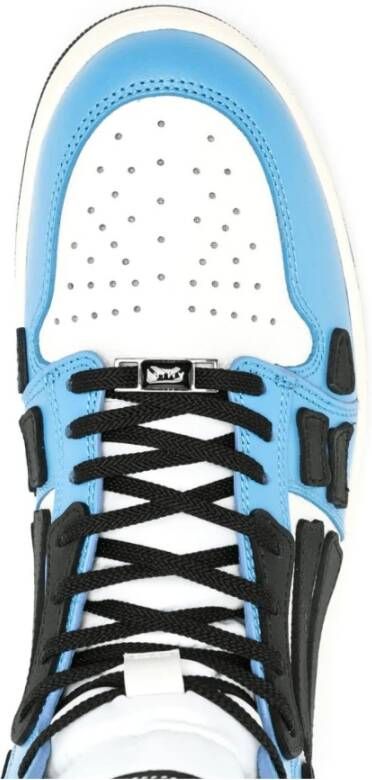 Amiri Blauwe Leren High-Top Sneakers met Botapplicaties