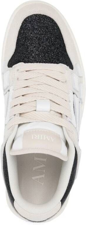 Amiri Glitter Lace-Up Sneakers met Appliqué Details Beige Dames