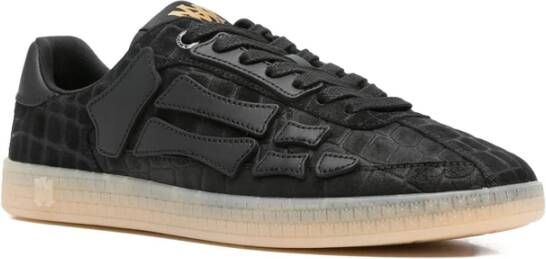 Amiri Zwarte Krokodil Geëmbosseerd Leren Sneakers