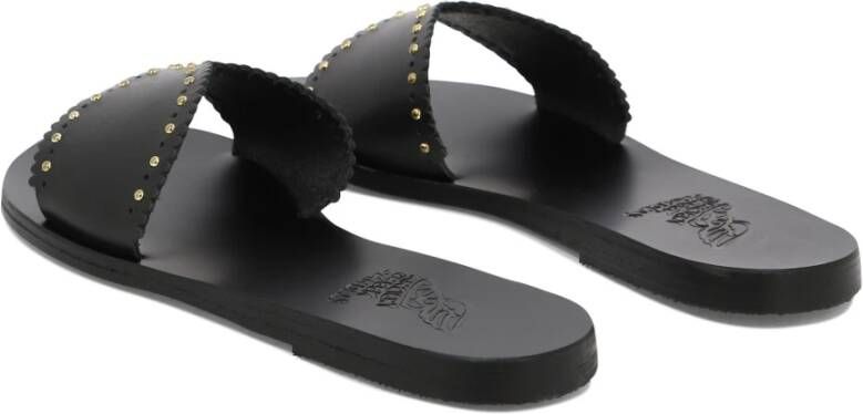 Ancient Greek Sandals Archaic Slip-on Leren Sandalen Black Dames