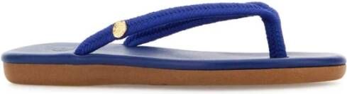 Ancient Greek Sandals Blauwe Stoffen Teenslippers