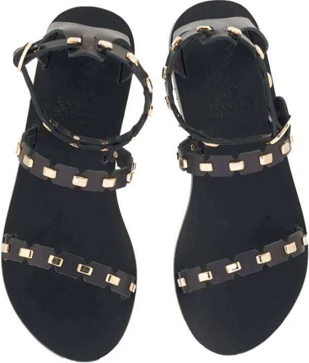 Ancient Greek Sandals Coco Zwarte Leren Sandalen Black Dames