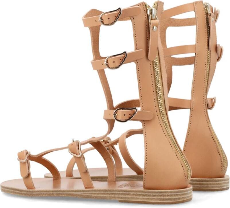 Ancient Greek Sandals Gladiator Stijl Natuurlijke Sandalen voor Vrouwen Brown Dames