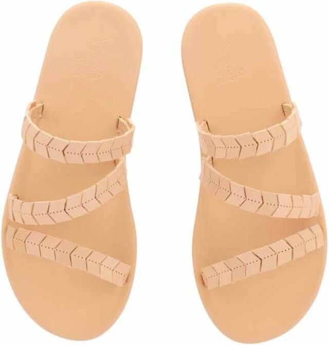 Ancient Greek Sandals Handgemaakte Griekse Leren Sandalen Beige Dames