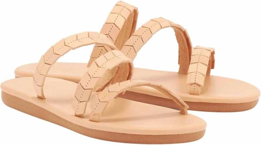 Ancient Greek Sandals Handgemaakte Griekse Leren Sandalen Beige Dames