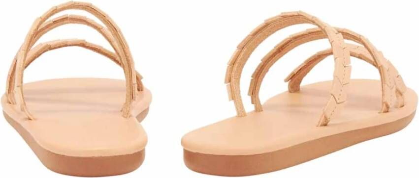 Ancient Greek Sandals Handgemaakte Griekse Leren Sandalen Beige Dames Schoenen