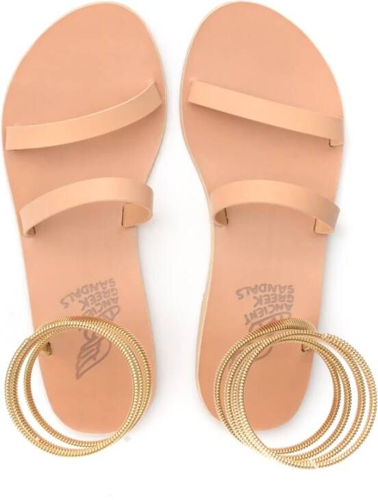 Ancient Greek Sandals Huid roze leer ofis Cantene sandalen Beige Dames