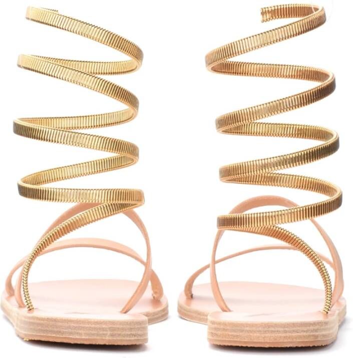 Ancient Greek Sandals Huid roze leer ofis Cantene sandalen Beige Dames