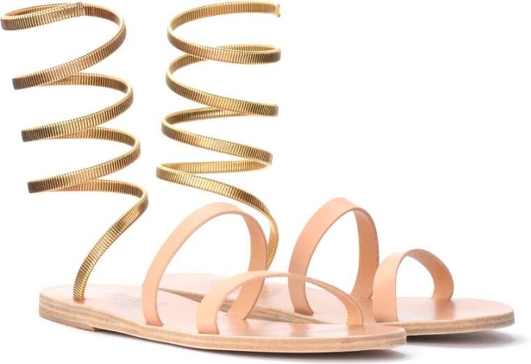 Ancient Greek Sandals Huid roze leer ofis Cantene sandalen Beige Dames