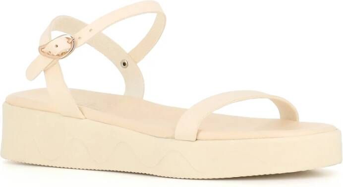 Ancient Greek Sandals Ivoor Leren Gesp Sandalen White Dames