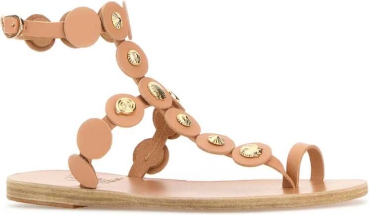 Ancient Greek Sandals Perzik Leren Teenslippers
