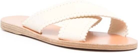 Ancient Greek Sandals Witte Platte Casual Sandalen Philourgos White Dames