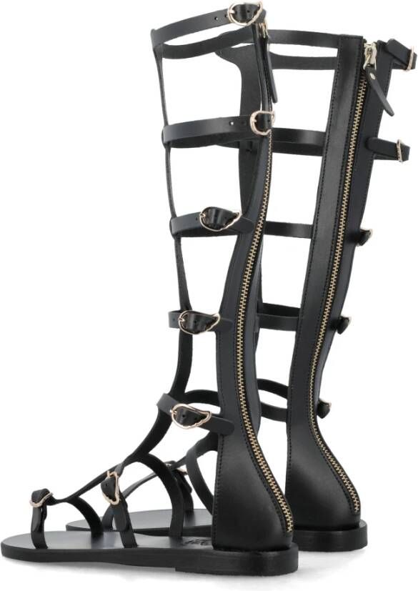 Ancient Greek Sandals Zwarte Gladiatorsandalen voor Dames Black Dames