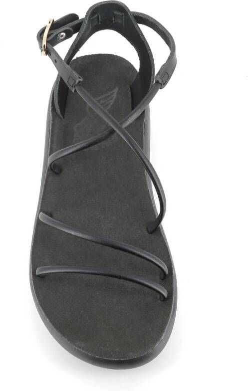 Ancient Greek Sandals Zwarte leren damessandalen met hoge zool