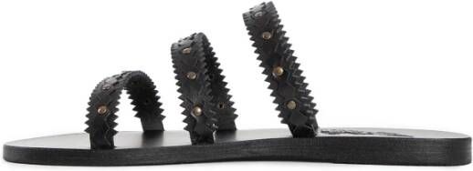 Ancient Greek Sandals Zwarte leren sandalen met bronzen studs