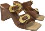 Angel Alarcon Beige Leren Hoge Hak Sandalen Brown Dames - Thumbnail 4