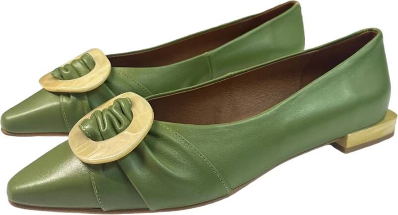 Angel Alarcon Beige Puntige Ballerina Platte Leder Green Dames