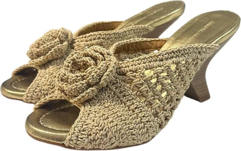 Angel Alarcon Gehaakte Comfort Hak Sandalen Beige Dames