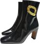 Angel Alarcon Leren enkellaarsjes met gouden accessoire Black Dames - Thumbnail 3