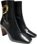Angel Alarcon Leren enkellaarsjes met gouden accessoire Black Dames - Thumbnail 4